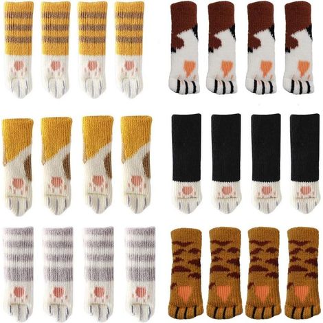 Set of 24 chair socks with cute cat paw pattern, 6 furniture designs, anti-scratch, anti-noise, chair leg covers, table leg protectors, floor protectors. (1/5)