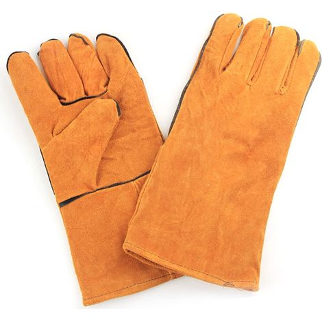 Gants De Soudeur épais, Accessoires De Soudage De Forge De Qualité Supérieure pour la Résistance à la Chaleur Et Au Feu, Gants Durables en Peau De Bétail(橘黄加厚长款电焊手套) (1/5)