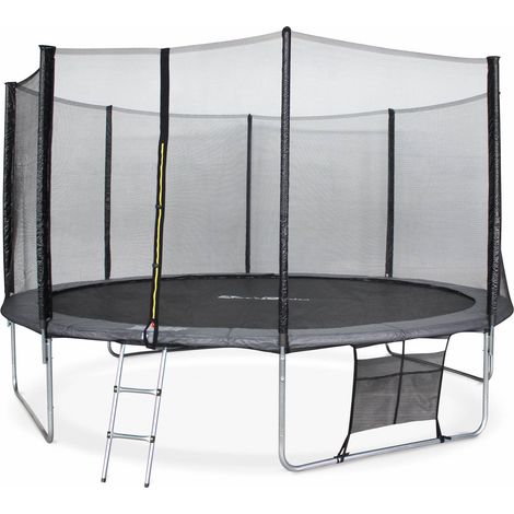 Trampoline 430cm gris avec filet de protection. échelle. bâche. filet pour chaussures. kit d'ancrage - Vénus XXL- Trampoline de jardin 430 cm 4m Qualité PRONormes EU (1/5)