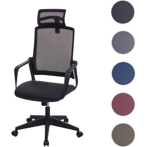 Chaise de bureau HWC-J52, chaise pivotante chaise de bureau, appui-tête ergonomique, similicuir vert-olive (1/5)