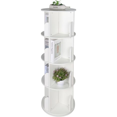 Drehbares Bücherregal, 4 Ebenen, 360-Grad-Zugriff