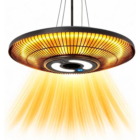 ZMH Radiateur radiant extérieur noir sablé 2000W IP65 chauffage et éclairage 2-en-1 terrasse jardin (1/5)