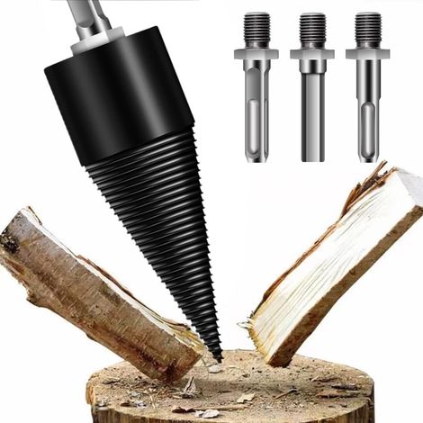 AIDUCHO Foret de Fendeur de Bois, Kit de Foret de Fendage de Buches, Foret de Fendeur de Bûches de Bois de Chauffage Fendeuse à Bois Perceuse Avec 3 Poignées De Forage,(42mm) (1/5)