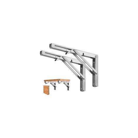 Staffa in 2 pezzi - Supporto per mensola pieghevole in acciaio inox da 250 mm, staffa a consolle pieghevole per mensola a muro, capacità di carico 80 kg - Crezuo