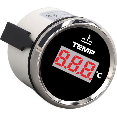 Thermomètre numérique 52 mm 0-120 °C, étanche IP67, rétroéclairage rouge, pour voiture, camping-car, camion, bateau (1/5)