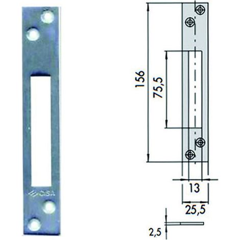 Contropiastra per serrature infilare profilati in ferro 06232 00 - mm.156x25,5 spessore mm.2,5 (06232 00) - 5 pz