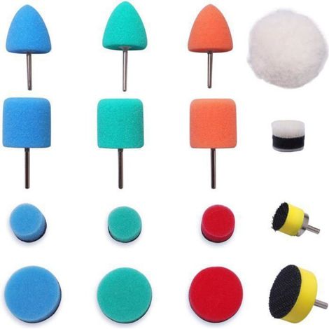 Mini Set de Polissage, 16Pcs 15mm 25mm Kit de Polissage Pad Éponge à polir Kit boule de polissage pour Voiture Ponçage (1/4)