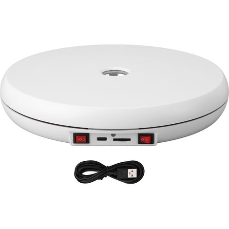 Plateau tournant électrique Rotatif avec éclairage LED 25cm 25kg Blanc (1/5)