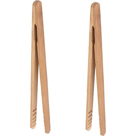 Pinzas de bambú para tostar,mini pinzas de cocina de madera de 7 pulgadas con diseño antideslizante (1/2)