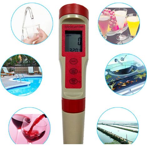 4-in-1 Wasserqualitätstester pH TDS EC Temperatur, präziser und empfindlicher Monitor mit HD-Bildschirm, zuverlässige Erkennung für die Wasseranalyse. (1/5)