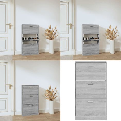 Mueble zapatero madera contrachapada gris Sonoma 59x17x108 cm - Mueble para zapatos - Estantería para zapatos
