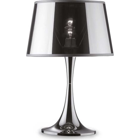 Ideal Lux London Cromo - Lámpara de mesa grande 1 luz, cromo, E27 (1/2)