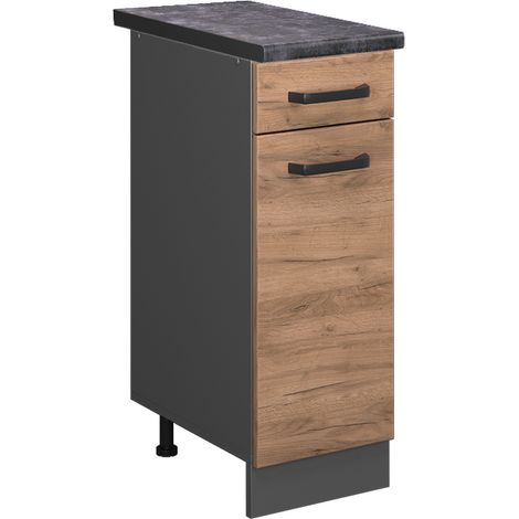 Mobiletto base per cucina R-Line, Quercia dorata, 30 cm , PL Antracite, Vicco