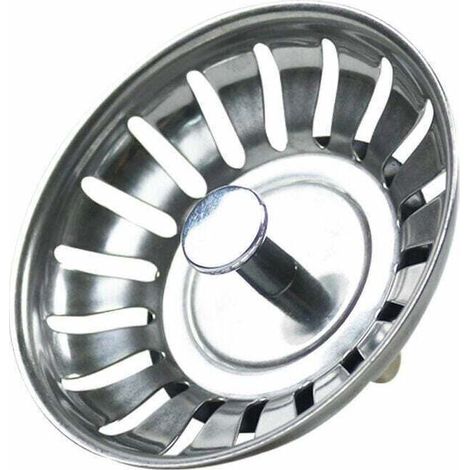 Tapón de fregadero de acero inoxidable - Colador universal para fregadero (diámetro: 79 mm), XU, tapón de desagüe con 18 ranuras, rejilla antiatascos para fregadero, cesta de desagüe rápido de acero i