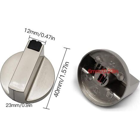 Gasherdknopf - Set mit 4 6-mm-Metall-Bedienknöpfen für Backofen und Herd (1/4)