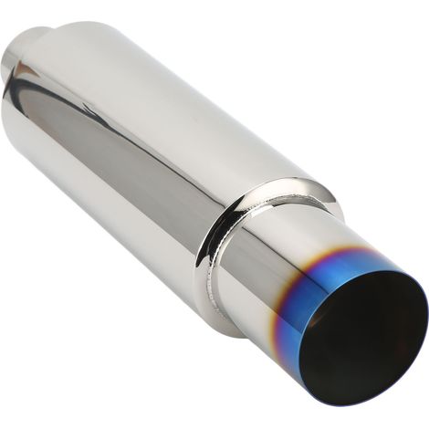 Silencieux acoustique inox 2,5" entrée 4" sortie, pot arrière échappement avec embout de tuyau (1/5)