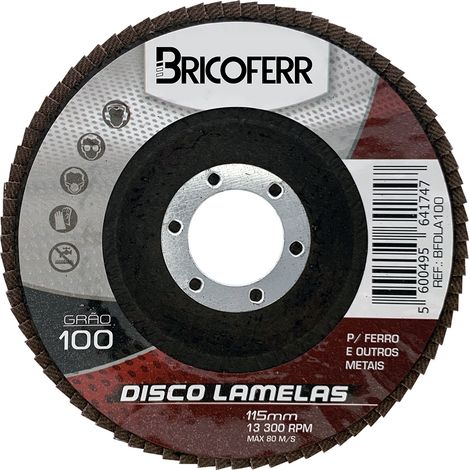 Bricoferr Lot de 10 disques plats à lamelles zirconium Ø 115 mm grain 100 (1/2)