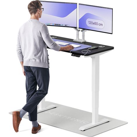 Desktronic Bureau assis debout HomePro - 120x60cm - Blanc/Noir