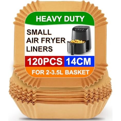 120 pièces de papier sulfurisé jetable 5,5 pouces pour friteuse à air Cosori petite/Chefman mini/Midea/Daewoo compact 2L, accessoires de cuisine antiadhésifs pour panier unique (1/4)