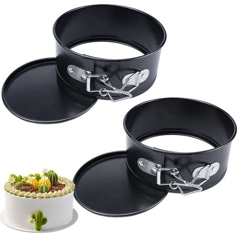 Lot de 2 moules à charnière, acier au carbone, revêtement anti-adhésif, 11 cm, fond amovible, cuisson four (1/5)