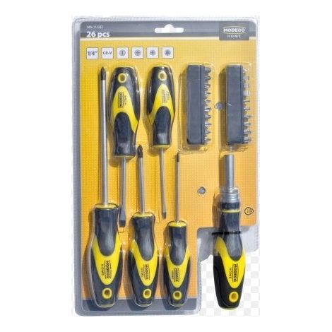 Set di cacciaviti Modeco mn-11-022 26 pezzi cricchetto ergonomico