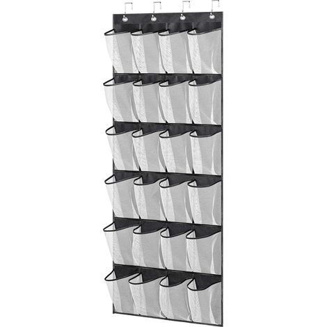 Schuhaufbewahrung für die Tür, hängendes Schuhregal, 24 große Netztaschen. Kompatibel mit eleganten Kleiderschranktüren mit Kleiderbügel. (1/5)