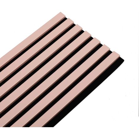 Decoon – Panneau décoratif mural acoustique 120 x 30 cm – Tasseaux en MDF rose pastel avec feutrine noire – Isolation phonique 8mm