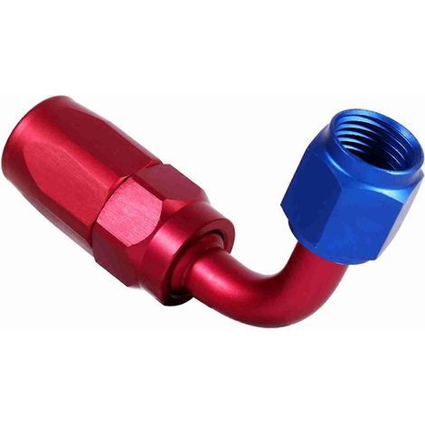 Raccord mâle pivotant AN6 Racing pour durite d'huile/carburant, couleur bleu/rouge, angle de 90° (1/4)