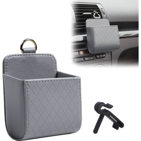 Car Air Outlet Organizer Box, Small Portable Leather Trash Can, Front Car Organizer, Interior Storage Bag, Car Accessories Organizer for Men and Women (1/5)