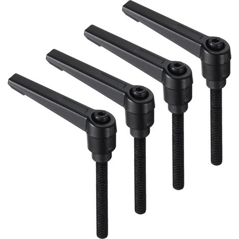 Lot de 4 Poignée à levier M6 x 50 mm Acier au carbone Noir Mécanisme verrouillage rapide Alliage de zinc Machine industrielle (1/5)