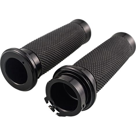 Puños de manillar de goma de 25 mm (1 pulgada) para motocicletas Touring, Road King, Bobber y Cafe Racer, color negro. (1/2)