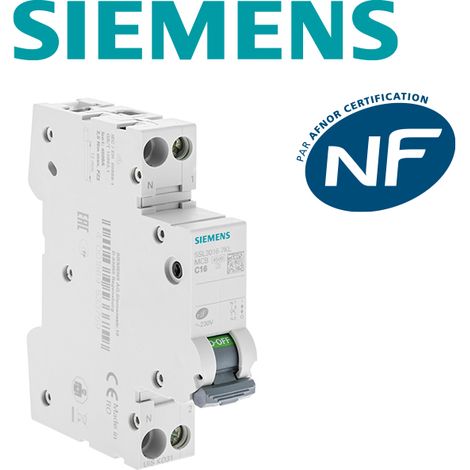 Disjoncteur 16A Ph+N courbe C 4.5kA 230V (1/3)
