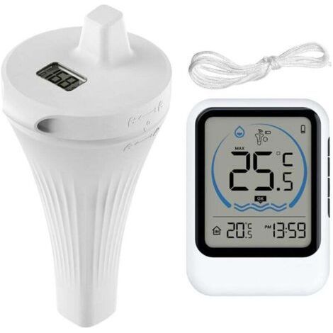 Thermomètre de piscine sans fil IP68 flottant avec capteur de température - Écran LCD - Thermomètre numérique sans fil pour piscine, aquarium, baignoire, étang (1/4)