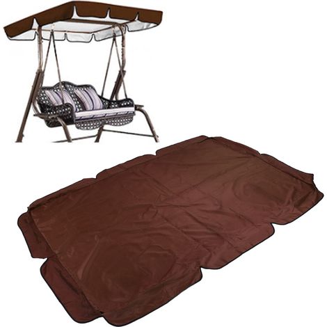 Toile de rechange pour balancelle, en tissu Oxford argenté imperméable, marron, pour jardin ou balcon. (1/5)
