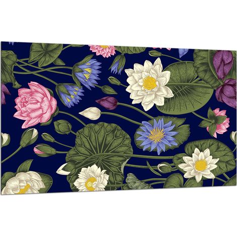PLAQUE DE PROTECTION EN VERRE POUR CUISINIÈRE 80x52 FLEURS (1/5)