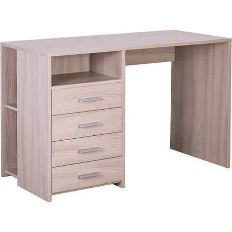 Bureau à 4 tiroirs, 120 cm (L) x 55 cm (P) x 76 cm (H), finition orme clair, Sarmog (1/5)