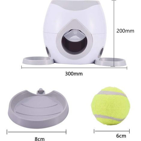 Distributeur automatique de croquettes pour animaux, jouet interactif pour l'entraînement des chiens avec balle de tennis et lanceur de balles. (1/5)