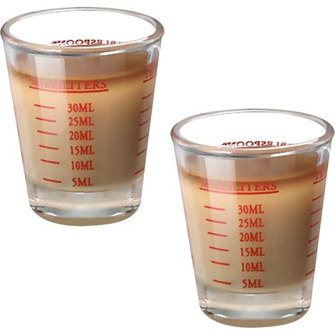 Verre doseur, verre à shot, verre à expresso, liquide, verre épais, verre à vin, lettres (1/5)
