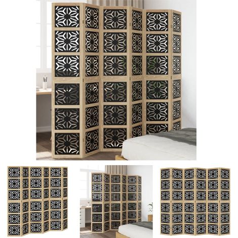 The Living Store 6-tlg. Raumteiler Braun und Schwarz Massivholz Paulownia - Raumteiler (1/5)