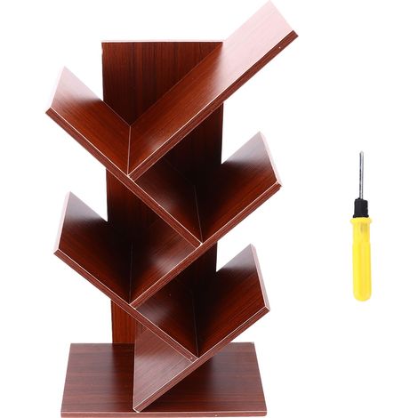 Arbre bibliothèque étagère design arborescent multi-niveaux grande capacité simple installation meuble livre en bois pour bureau maison (1/5)