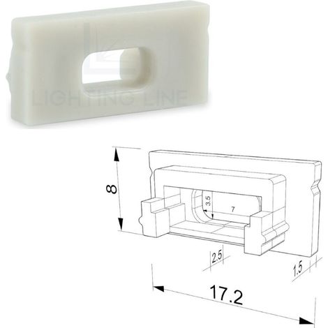 TAPPO GRIGIO PER PROFILO LED RETTANGOLARE CON FORO PASSACAVO LEDPOINT (1/2)