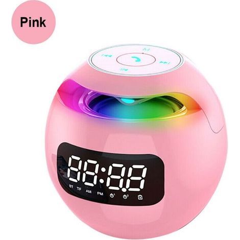 Luce notturna digitale a LED, sveglia TF/FM, radio Bluetooth, altoparlante, comodino, rosa