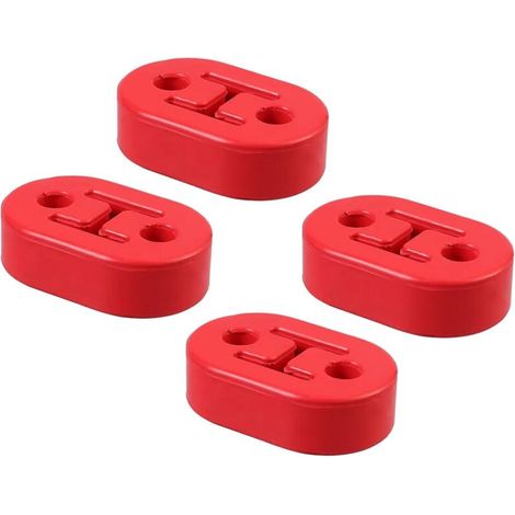 Lot de 4 supports universels en caoutchouc pour échappement, rouge, pour tuyau d’échappement de voiture, support robuste pour échappement, amortisseur de choc, 2 trous, 12 mm, pour la (1/5)