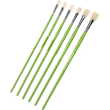 Lot de 6 pinceaux en tilleul poli, faciles à nettoyer et à prendre en main. Idéal pour le dessin et la peinture.