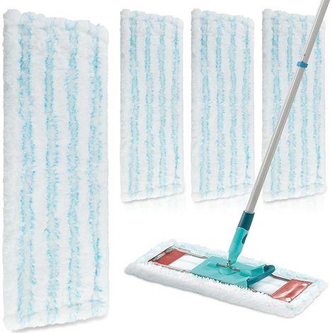 4 Wischbezüge für Leifheit Profi XL Micro Duo/Profi XL Cotton Plus Bodenwischer,leifheit Bodenwischer Ersatzbezug,2-Faser-System Effiziente Mikrofaser Bezüge,Starke Fleckentfernung für Alle Hartböden (1/5)