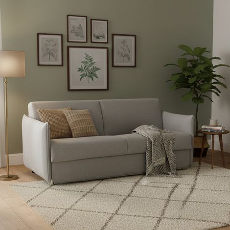 Divano Letto 2 Posti Trovo, Sfoderabile, Contenitore Made in Italy, di Apertura a Ribalta, 180x95 cm Grigio (1/5)
