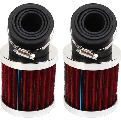 Lot de 2 filtres à air de moto pour moto 22 à 48 mm 50 cc 70 cc 90 cc 125 cc Argent rouge (1/5)