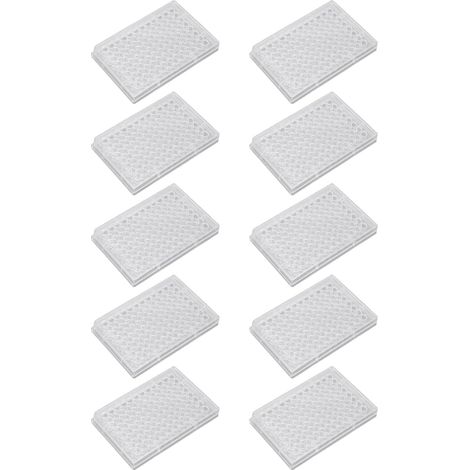 10pcs Plaque de culture tissulaire, 96 Plaque de culture de croissance cellulaire en polystyrène bien clair avec couvercle en plastique pour salle biologique de laboratoire (En bas) (1/5)