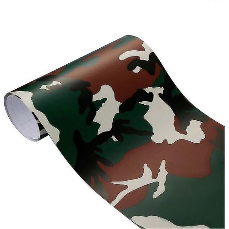 Autocollant en vinyle camouflage métallisé, sans bulles, pour voiture, film adhésif décoratif, 100 cm x 30 cm, type 6, vert armée - 50 cm x 200 cm, vert armée (1/5)