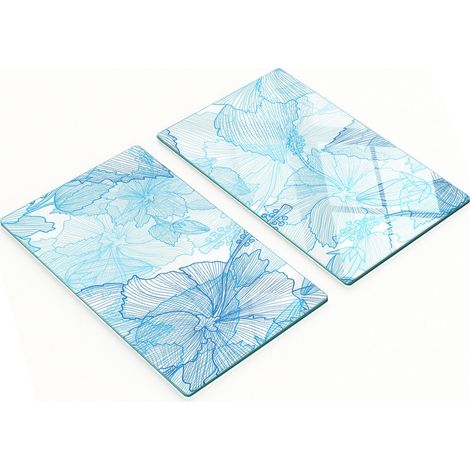 Tablas de cortar de vidrio para cocina con estampado de flores hawaianas, 2 x 30 x 52 cm.